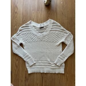 Cream Cotton Knit Pullover Sweater